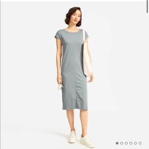 Everlane Luxe Cotton Side Slit Tee Dress in Sage